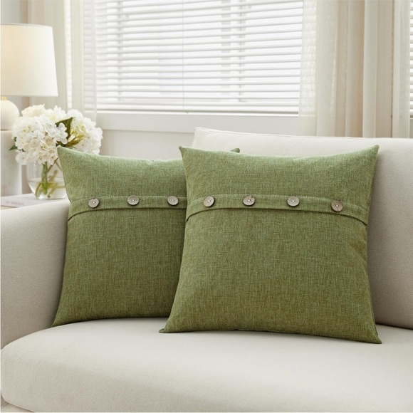 Farmhouse Mid Century Modern Bohemian Decorative Olive Green Pillow Case Cover - Picture 13 of 15